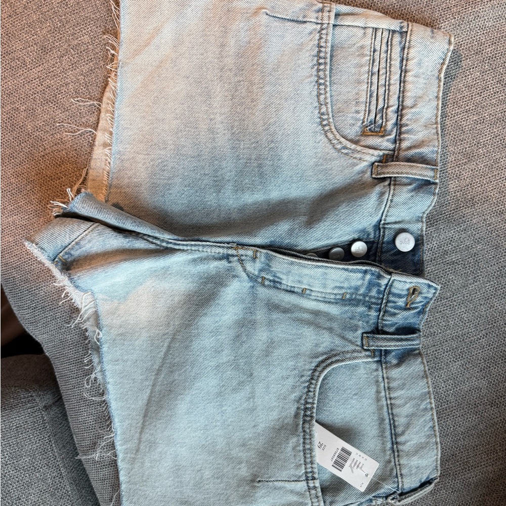 Pilcro Light Blue Frayed Denim Shorts